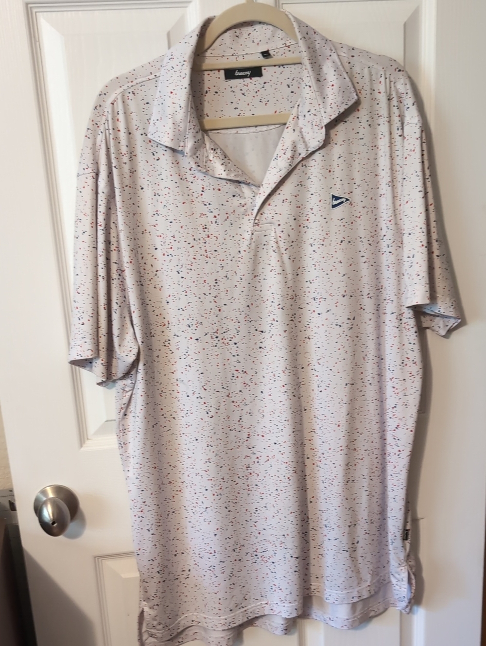 Men's XL Breezy Cream Golf Polo with Multicolor Speckle